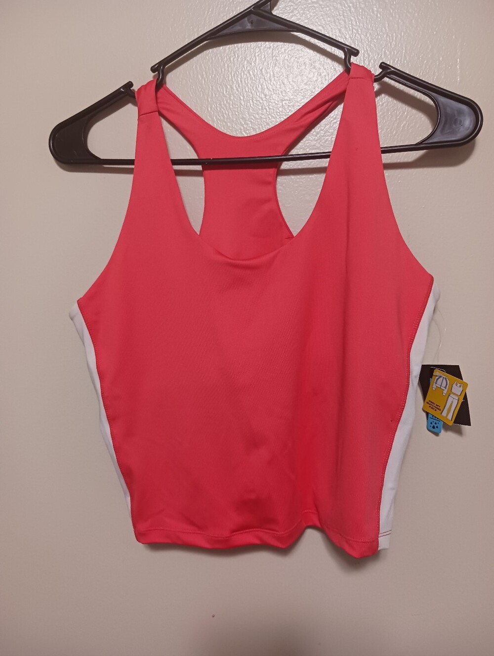 Pro Player Dubarry Coral Racerback  Top  White Panels W/built In Bra Medium A-19